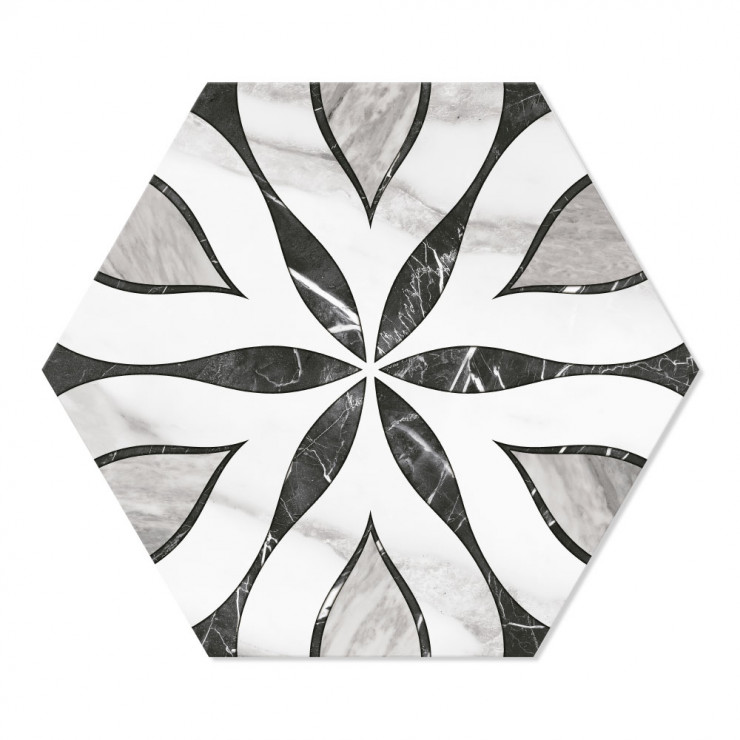 Marmor Hexagon Klinker Elazig Grå Matt-Satin 29x33 cm-1
